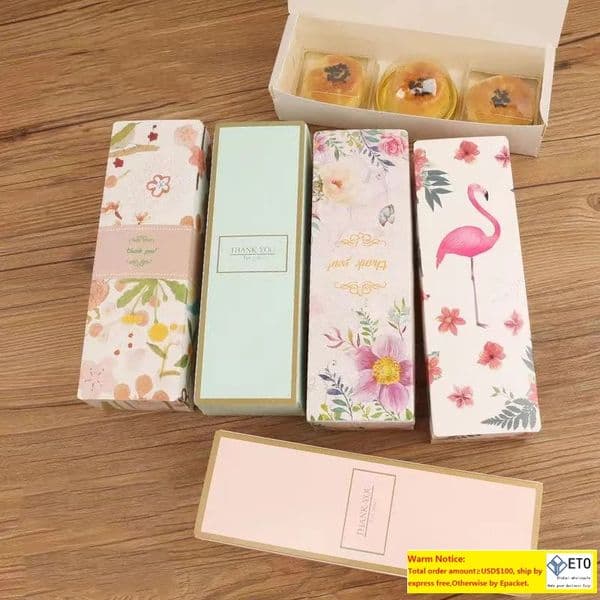Floral Printed Long Macaron Gift Box Moon Cake Box Carton Present Packaging For Cookie Wedding Favors Candy Box 81QH LL