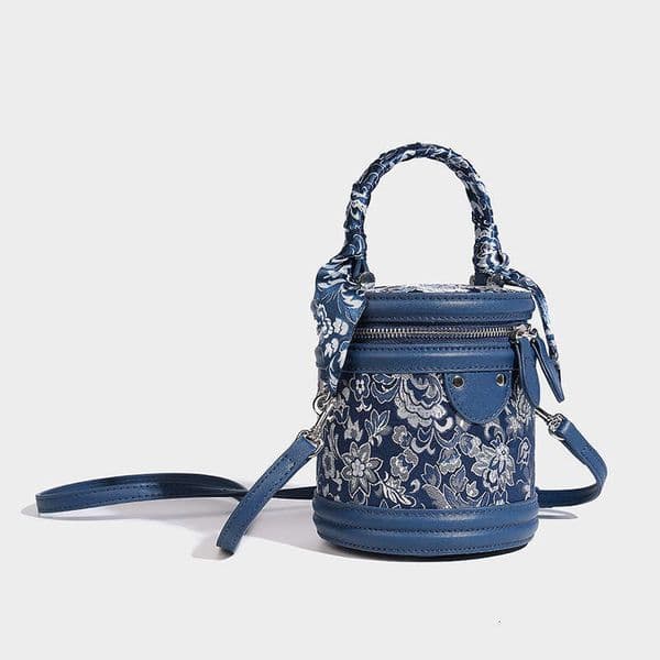High-Quality Luxury Embroidered Patchwork Handbag Cylinder Chinese Style Versatile Fashion Commuter Shoulder Cro