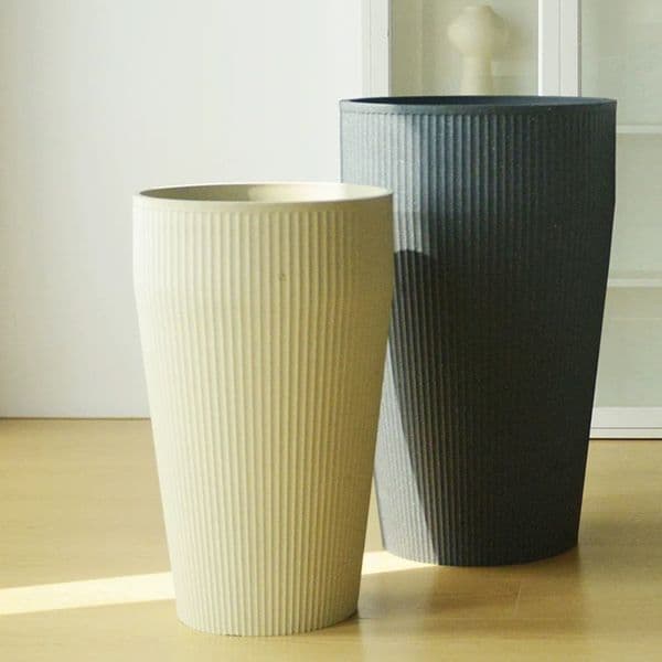 Simple waistline vertical pattern large-diameter plastic flowerpot for home balcony and living room
