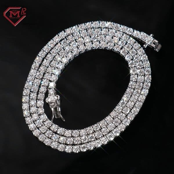925 Sterling Silver Moissanite Tennis Necklace 5mm Womens Vvs Iced Out Diamond Moissanite Tennis Chain