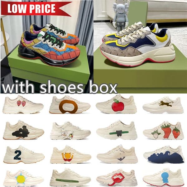 designer shoes Rhyton Sneakers Men Women Sneakers Luxury Runner Trainers Brand Lady Chaussures Multicolor Platform trainers size 35-45