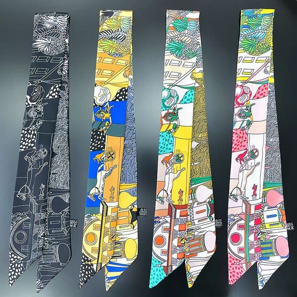 Long Silk Scarf Bag Tie Lady Neck Skinny Scarves Hairband Designer Silk Scarf Flowers Horse Print Brand Lady Neckerchief Ribbon Spring New