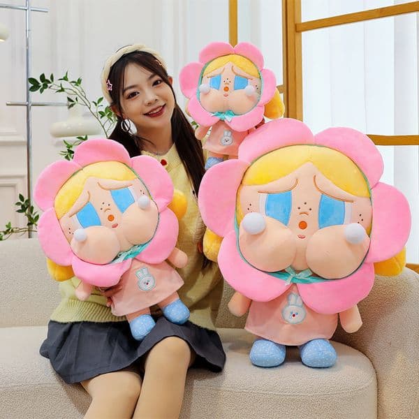 Cartoon Cute Ugly Cute Flower Cry Baby Plush Toy Funny Stuffed Doll for Girls Quirky Plushie Gift for Girlfriend Birthday Present Huggable Soft Doll