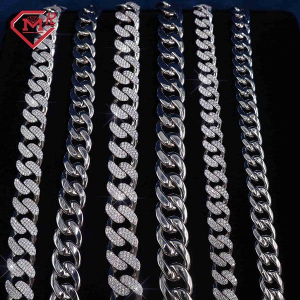 Moissanite Jewelry Cuban Chain Hiphop 925 Sterling Silver Vvs Iced Out Moissanite Cuban Link Chain