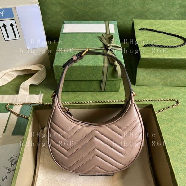 20A Top quality designer bag luxury Marmont small shoulder bag women Half moon bag genuine leather hobo bag 21.5cm with box 25G699514A