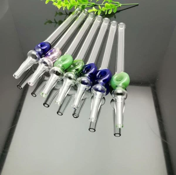 Glass Oil Burner Pipes hookah Glass Smoking bongs Smoke Pipes Colored round ball colored ring extended glass suction nozzle