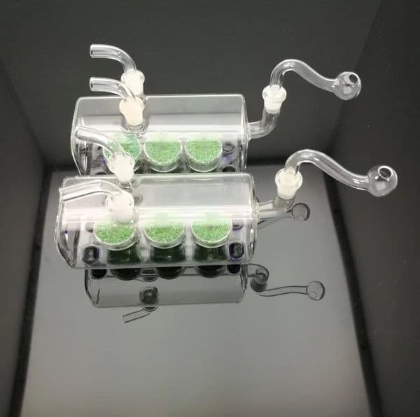 Glass Oil Burner Pipes hookah Glass Smoking bongs Smoke Pipes Classic horizontal tube sand core filter double glass water bottle