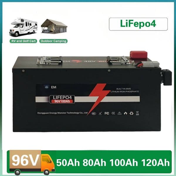96v 50Ah 100Ah Lifepo4 battery pack BMS 32S 102V for AGV inverter vehicle scooter Motorcycle 8000W Forklift + 5A charger