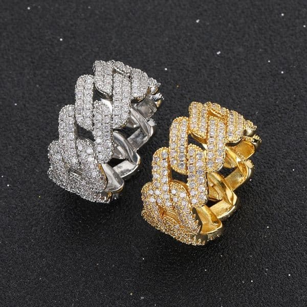 diamond ring designer jewelry women band rings iced out bling men finger jewelry full paved rectangle Cubic zirconia CZ cuban link chain engagement ring luxury gift