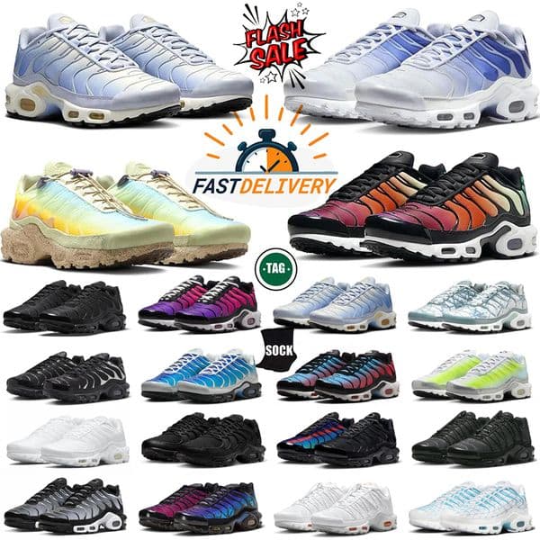 2025 Designer Running Shoes Tnss Men Tn Plu Supreme White Triple Black Sky Blue Gradient Dusk tns Plus Tennis Breathable Mens Trainers outdoor Sports Sneakers