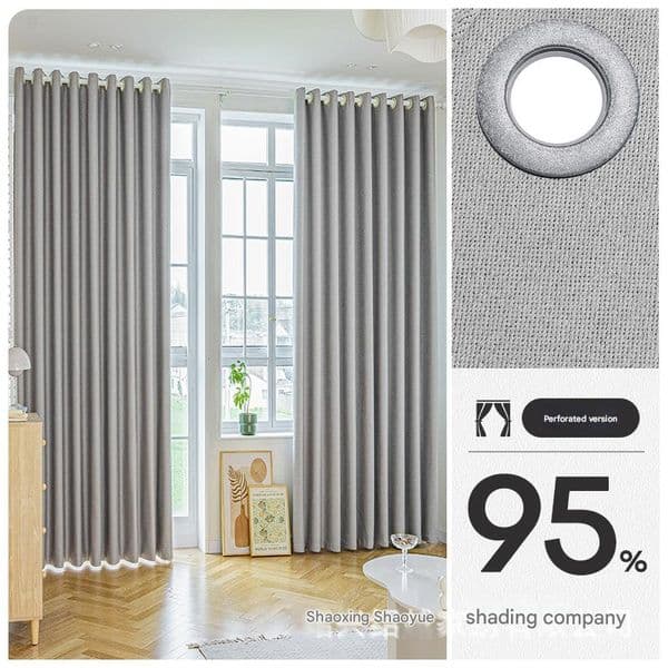 YL-36831 thickened double-sided cotton and linen bedroom curtain fabric soundproof full blackout modern simple living room curtain finished product wholesale