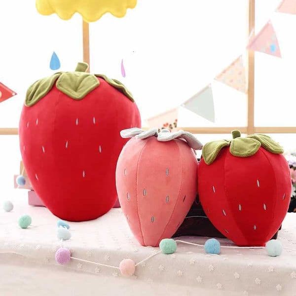 Creative Plush Toy Simulation Strawberry Soft Cotton Cute Fruit Pillow Cushion Stuffed Toys Gifts For Kids Girls XJ250807