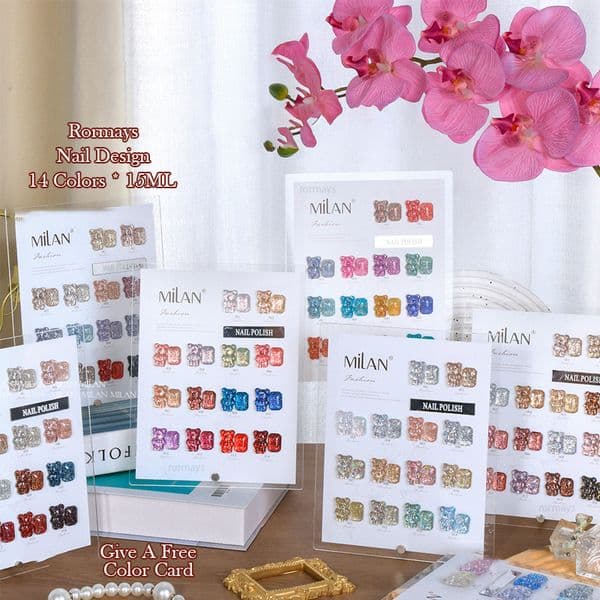 Rormays popular sequins chip gel polishing 14PCS mixed semi permanent sequins UV LED color starry sky nail glue shining salon nail enhancement wholesale factory
