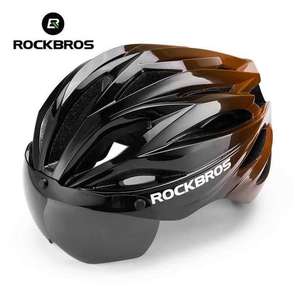 ROCKBROS Cycling Helmet 58-62cm Adjustable Magnetic Goggles Integrated Bike Safety Helmet Men Bicycle Helmet Cycling Headwear L250808