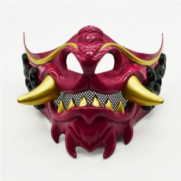Half Face Japanese Mask Halloween Evil Devil Party Mask Toy Demon Samurai Mask Masquerade Party Wear Accessories