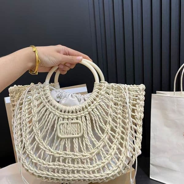 Andiamo Original Leather 2025 Woven 45678218 Womens Portable Single Shoulder Crossbody Tote Bag