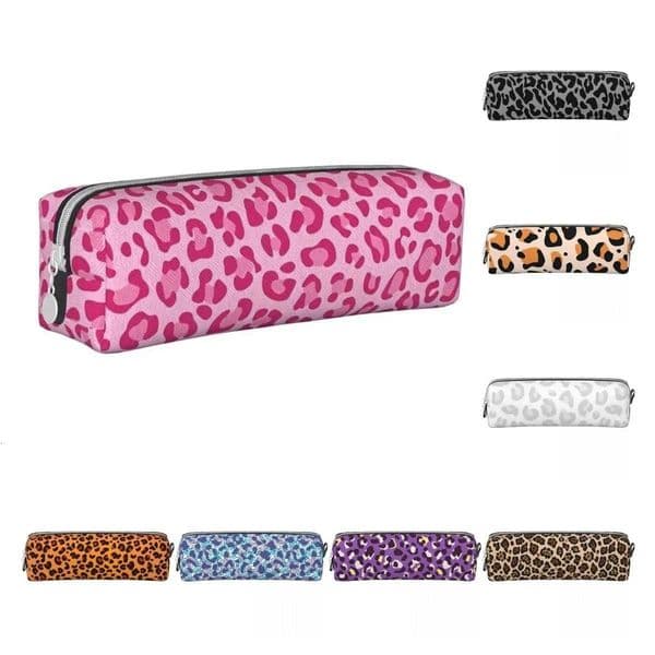 Pink Leopard Pencil Case Pencil Pouch Pen Holder for Students Large Storage Bag Students School Cosmetic Stationery W250809