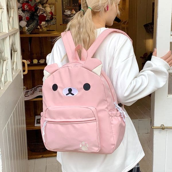 Cute backpack for junior high school and high school students, large capacity leisure backpack, versatile bear backpack