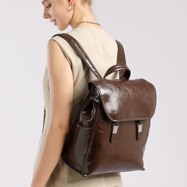 Genuine Leather Unisex Casual Handbag Fashion Simple Large Capacity Business Travel Laptop Backpack Cowhide Women's Bag