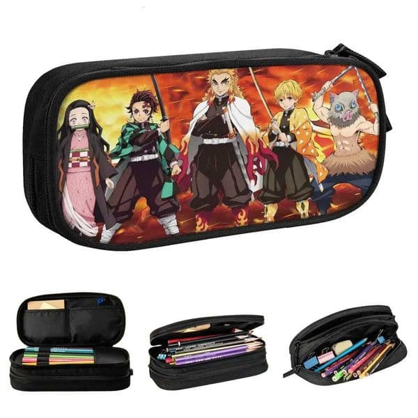 Demon Slayers Anime Pencil Case Japanese Comic Pen Bag for Student Big Capacity School Supplies Cosmetic Pencilcases W250809