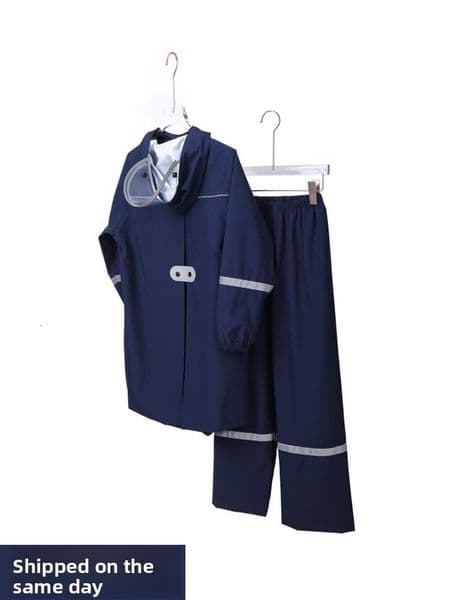 Children's Raincoat and Pants Set, Waterproof Full Body Jumpsuit Special Cycling to School, Suitable for Middle School Students, Heavy Rain Protection