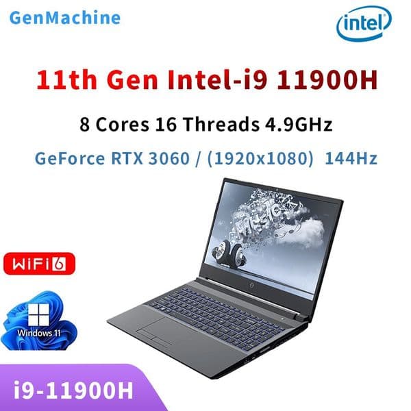 GenMachine i9-11900H Unique Display 3060 144 hz 15.6 inch Laptop Cross Border