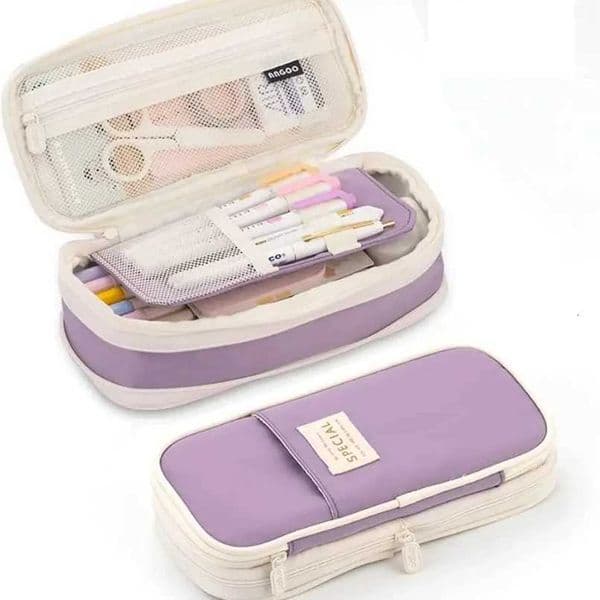 ple Pencil Case Large Capacity Pen Bag Double Layer for Students Pouch Holder Box Office Stationery Back to School Supplies W250809
