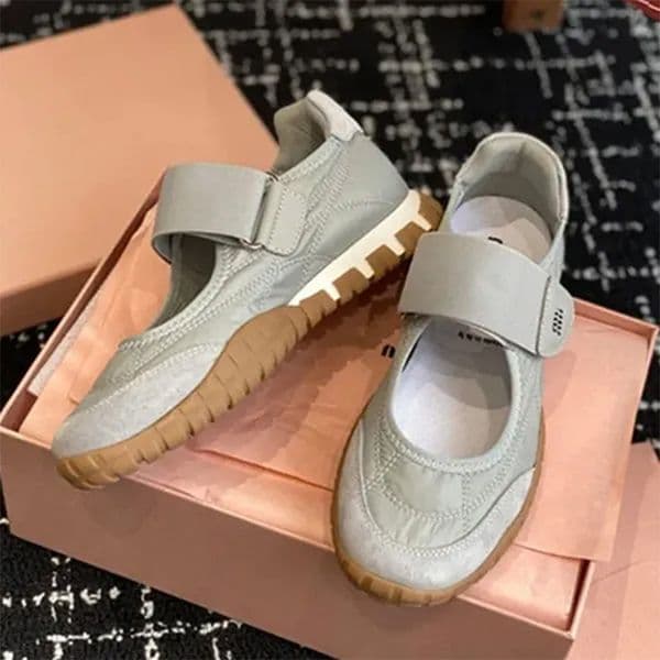 Tyre technical fabric and ballerinas designer spring summer sneakers womens casual soft comfortable sheepskin padded sports shoes with suede upper