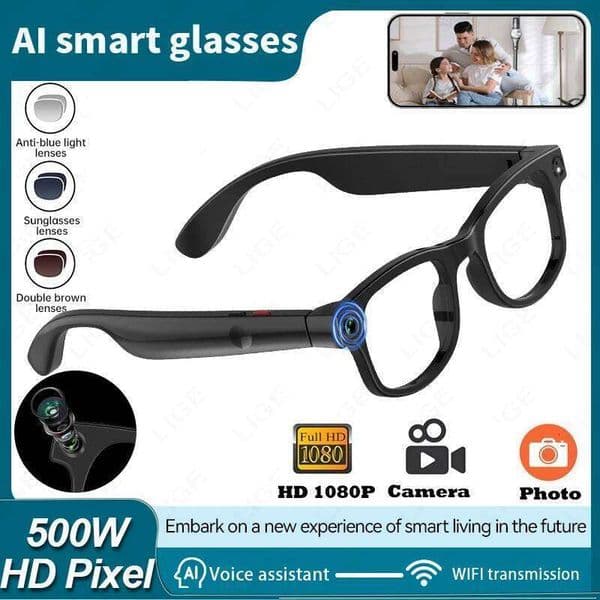 2025 AI Camera Man Bluetooth Sunglasses Touch Sport Smart Sunglass Video Music Blue Light Blocking Glasses