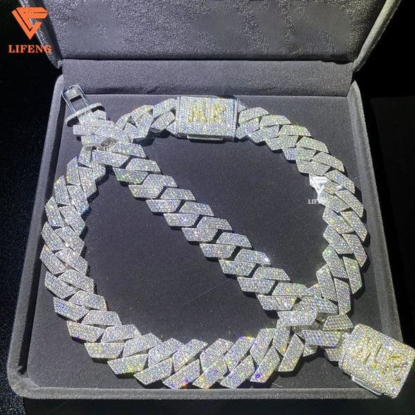 Lifeng Customizable 16mm VVS Moissanite Ice Necklace Silver Miami Cuban Chain with Diamond for Men Custom Jewelry