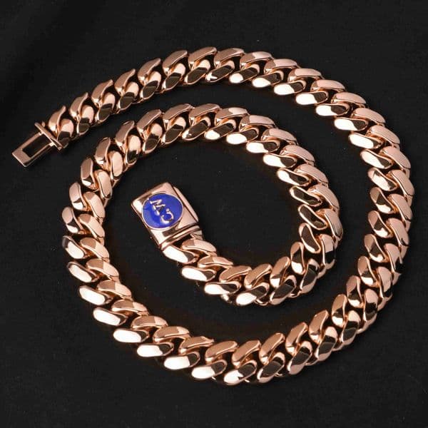 16mm Cuban Link Chain 925 Silver Custom Clasp Plain Miami Thick Men Hip Hop 14k Gold Plated Cuban Chain