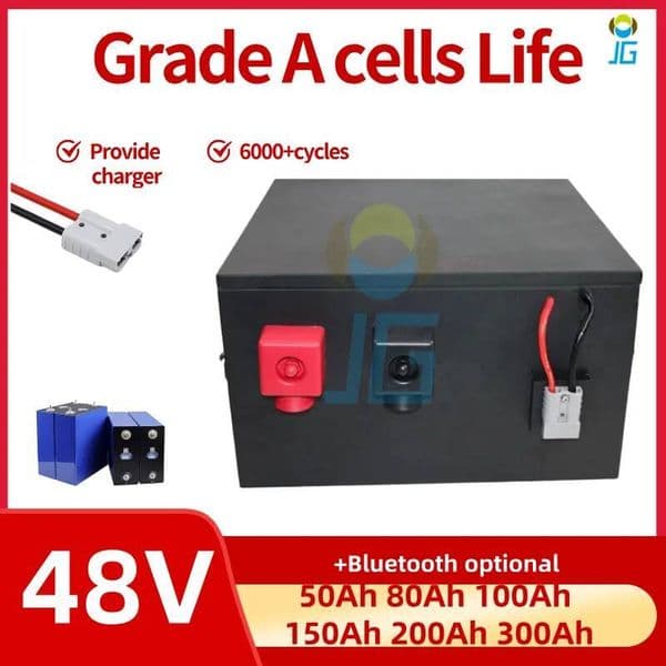 48V 50Ah 80Ah 100Ah 150Ah 200Ah 300Ah Lithium Lifepo4 Battery for 3KW 5KW 8KW 10KW Lawn mower Backup Power Hybrid Car RV