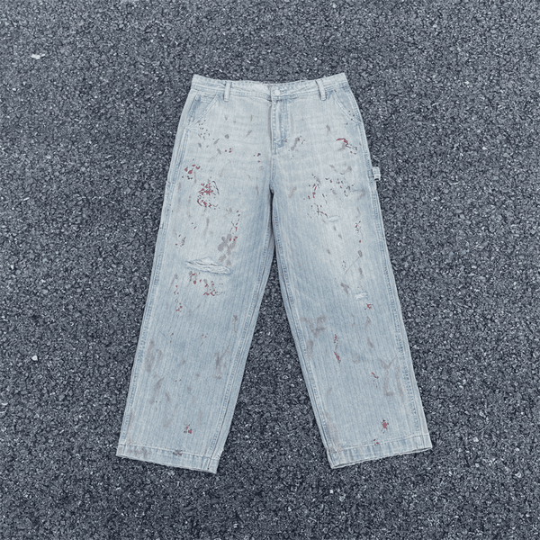 Men retro washed jeans blue pants 2025 fashion Clothing
