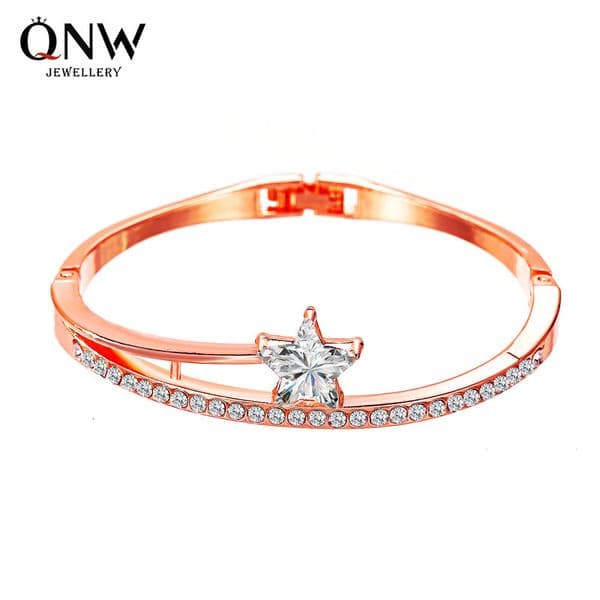 Korean Style Fresh Full Design Simple Five-Pointed Star Zircon For Women Student Best Friend Bracelet