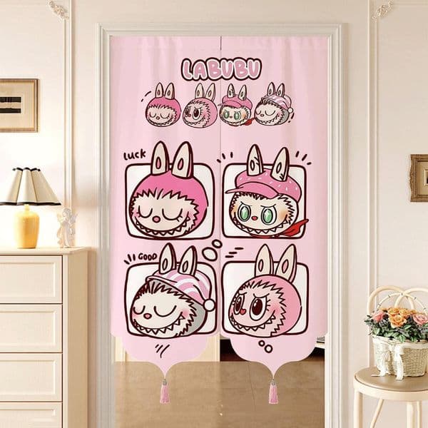 Cartoon-shaped door curtain, bedroom half-curtain, privacy-protecting, ventilating, blocking partition curtain, room half-curtain, drill-free curtain