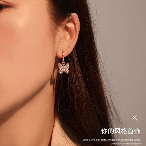 18k Gold Plated Full Eardrop Temperament Butterfly Earrings Accessories