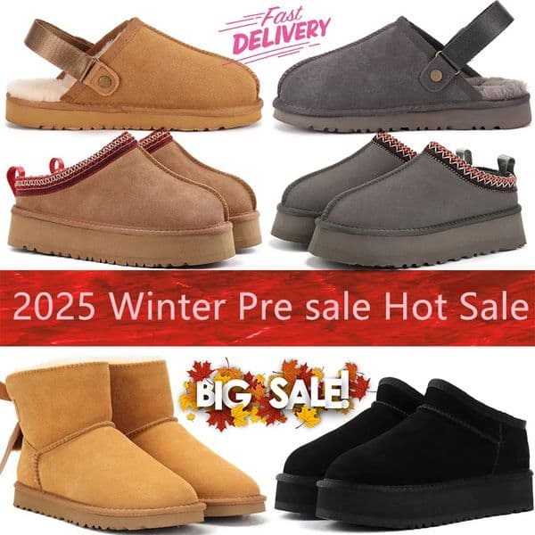 Designer boots Tazz Slippers tasman fur slides ultra mini platform boot Suede Shearling Slippers men women shoes Ankle mules winter booties 35-45