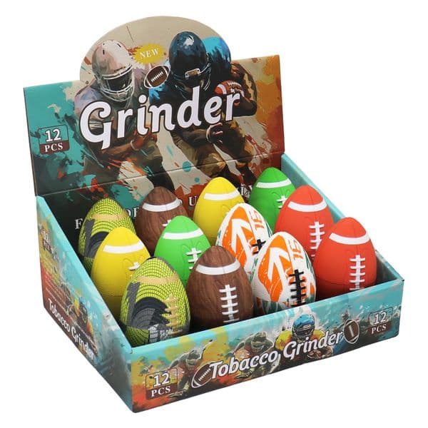 60MM Rugby Shape Herb Grinder With display box 2.36inch 4Layer Zinc alloy Herbal Tobacco Grinder Manual Hand Spice Pepper Plastic Crusher Mill Accessories
