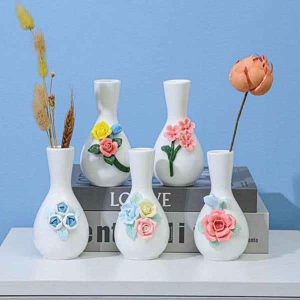 Ceramic hand-molded vases vases, white porcelain pure handcrafted high-end light flower arrangement for study and living room
