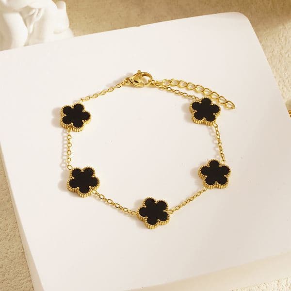 Clover Lucky Bracelet 18K Gold Plated Women's White/Black/Red/Green Flower Four Leaf Chain Bracelet Fashion Jewelry Gift