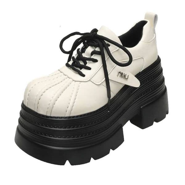 New Spring Women S Leather Sneakers High Platform Lace Up Casual Shoes Thick Sole CM Heels Walking Shoes Zapatos Mujer Designer Shoes
