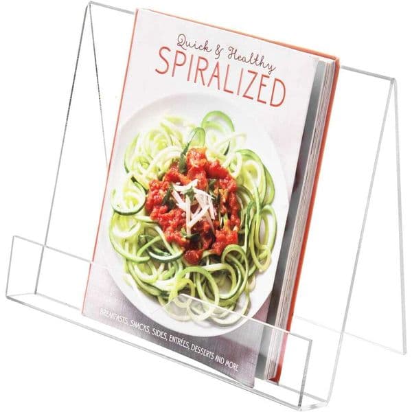 MyGift Transparent Holder, Premium Acrylic Display Stand, Suitable Recipe Books/iPad/Tablets, Red Book Stand for Coffee Tables and Kitchen Counters 123