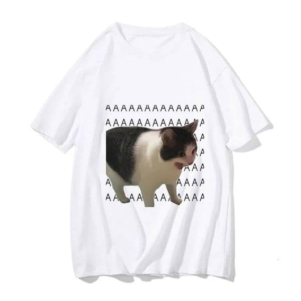 2026 funny Meme sad crying cat print women s men s casual T shirt summer Harajuku T shirt casual fashion T shirt short sleeved top