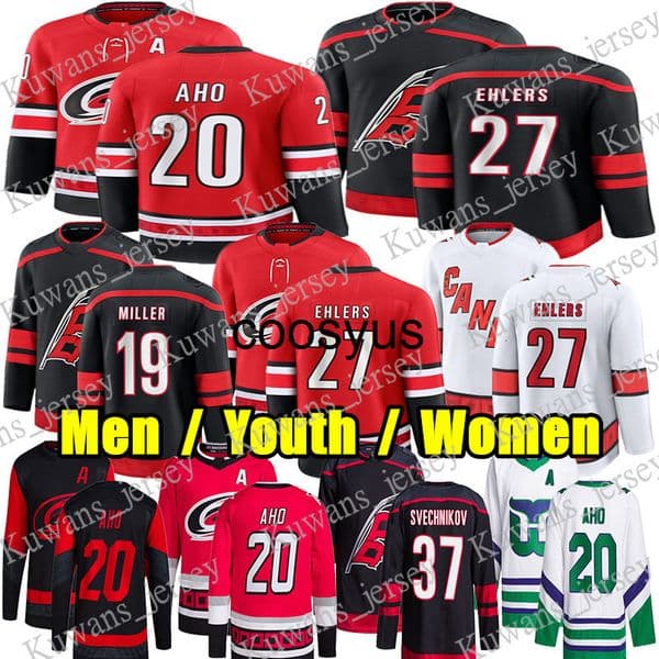 20 Sebastian Aho carolina hockey jersey 27 Nikolaj Ehlers Seth Jarvis Andrei Svechnikov hurricane jersey Hall KAndr