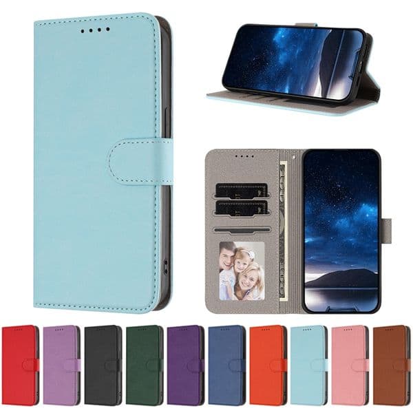 Plain PU Leather Wallet Cases For Iphone 17 Air 16 15 Plus 14 Pro Max 13 12 11 X XR XS 8 7 6 Credit ID Card Slot Photo Pocket Fashion Luxury Holder Flip Cover