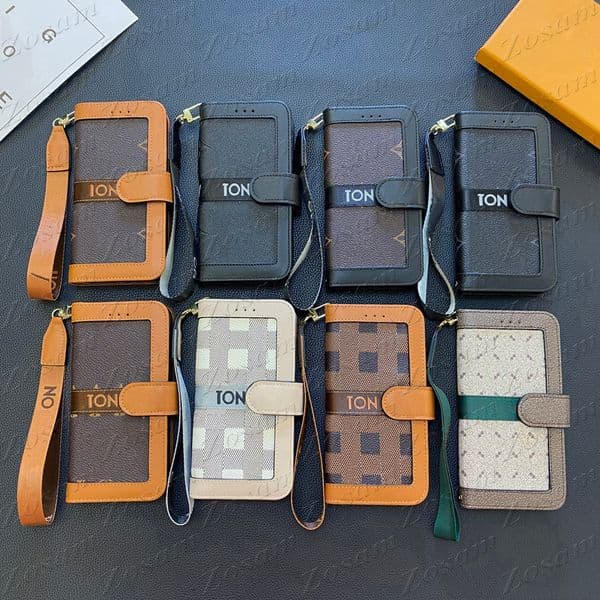 Trendy Leather Designer Phone Cases for iPhone 17 Air 16 15 14 Plus 13 12 11 Pro Max Flower Letter Folio Wallet Case Magnet Cover Samsung Galaxy S26 S25 S24 S23 S22 Ultra
