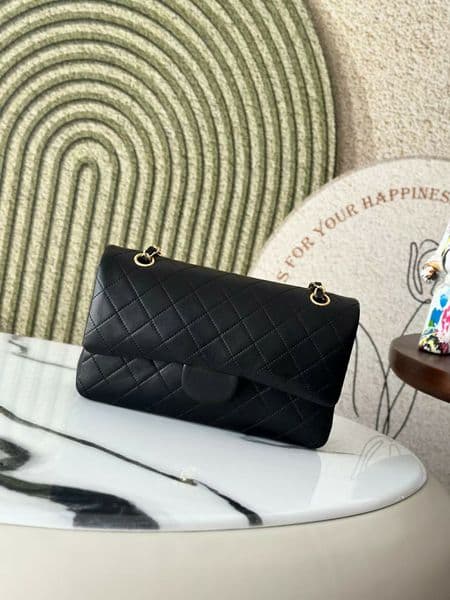 15A Quality Designer Vintage Flap Bags Black Smooth Diamond Pattern Lambskin Leather Baguette Bags Classic Gold Hardware Chains Shoulder Bags Luxury CF Handbags