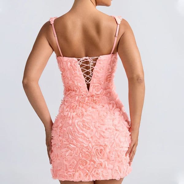 (403) Summer new sexy square neck flower slim sexy fashion sleeveless strappy suspender dress short skirt