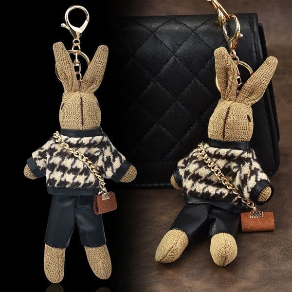 Rabbit figurine - Wish-fulfilling rabbit - Little rabbit book bag - Bag charm - Hanger for mobile phone - Keychain for women's plush toy