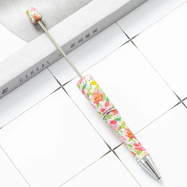 wholesale Leopard Beadable Pens DIY Beaded Ballpoint Pens Plastic Rotary Ball Pen School Office Supplies